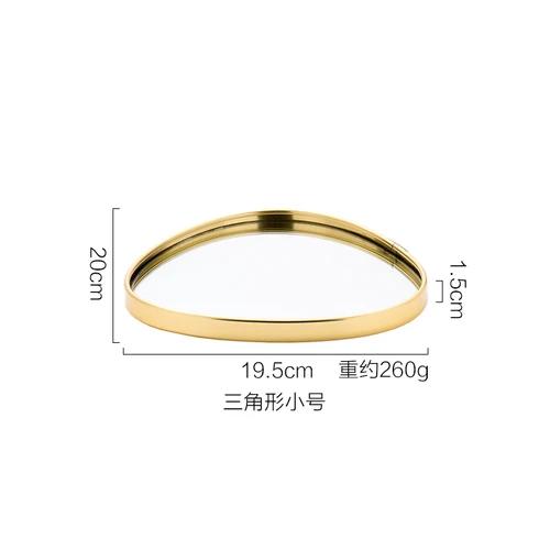 Golden Glass Mirror Storage Tray Irregular Metal Decoration Desktop Jewelry Ring Display Home Aromatherapy Pendulum