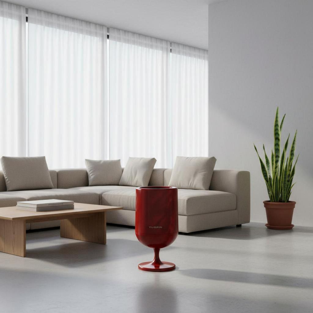Kelchglas Mülleimer NoBend Design Druckdeckel Hoher Ständer Stiel Müllbehälter für Wohnzimmer