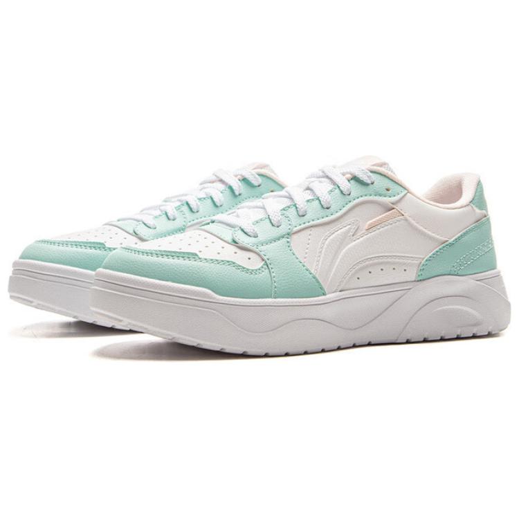 Li-Ning Classic Fashion Versatile Youthful White Sneakers Women Sneakers Green AGCV180-5
