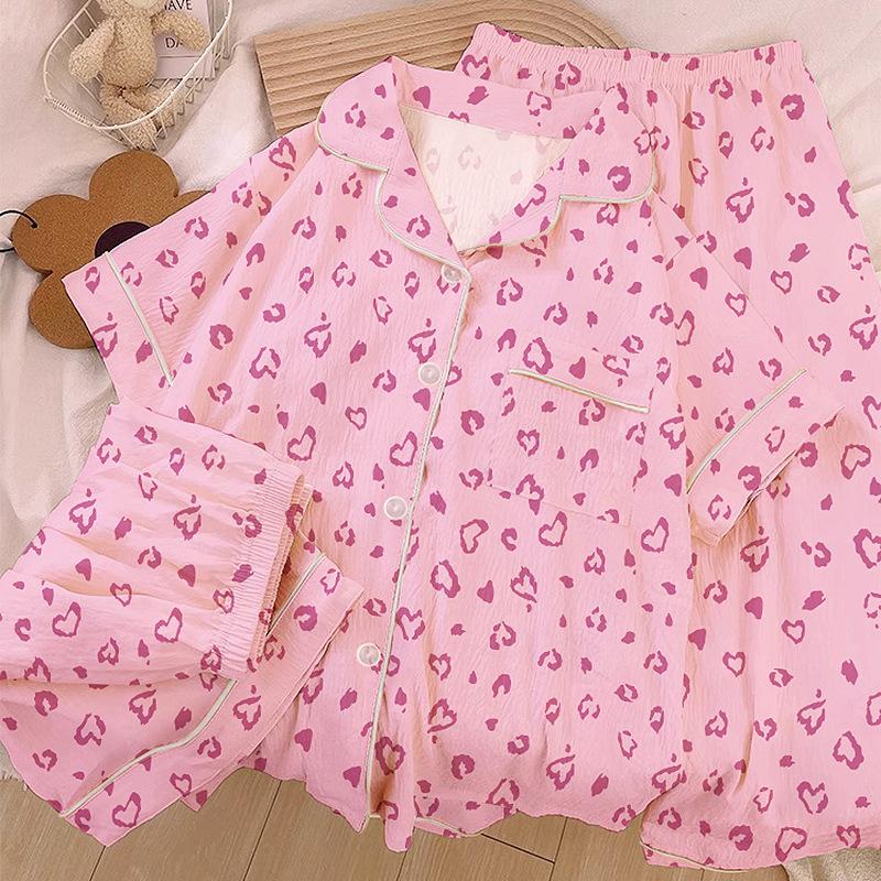 Homewear Cloud Cotton Frühling und Sommer Pyjama Damen Kurzarm Hose Cartoon Welpe Mädchen Dreiteiler