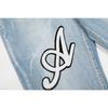 M09 Amiri Men's and Women's American Style Trendy Jeans with Fabric Patches, Holes, Embroidery, Casual and Fashionable High Street Pants