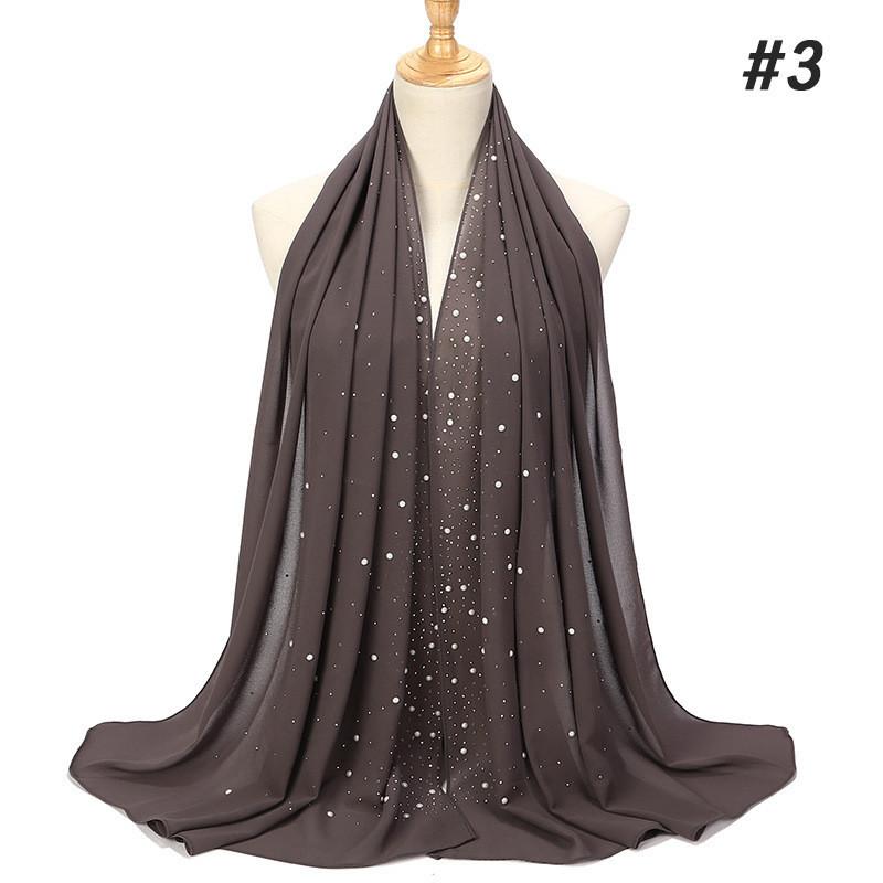 women plain bubble pearl chiffon scarf Head hijab wrap solid shawls headband foulard femme muslim hijabs stores