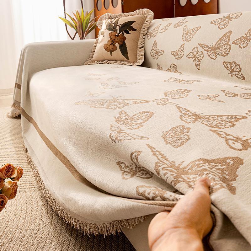 Neues doppelseitiges Sofabezugtuch für alle Jahreszeiten, Chenille-Sofaüberwurf in einem Stück gelegt, Sofa mit vollständiger Abdeckung freigegeben