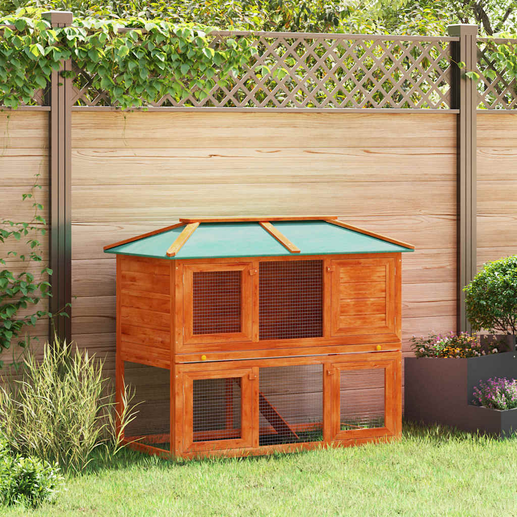 Small Animal Rabbit Hutch 2 Story Wooden Design