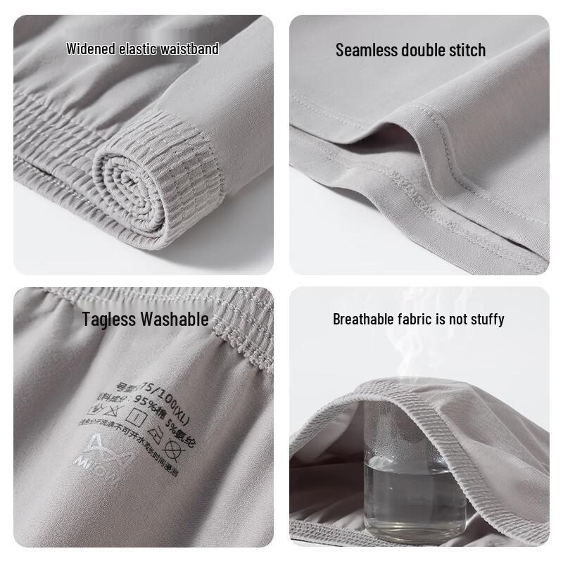 MiiOW Men's 40S Pure Cotton Antibacterial Boxer Shorts 2-Pack