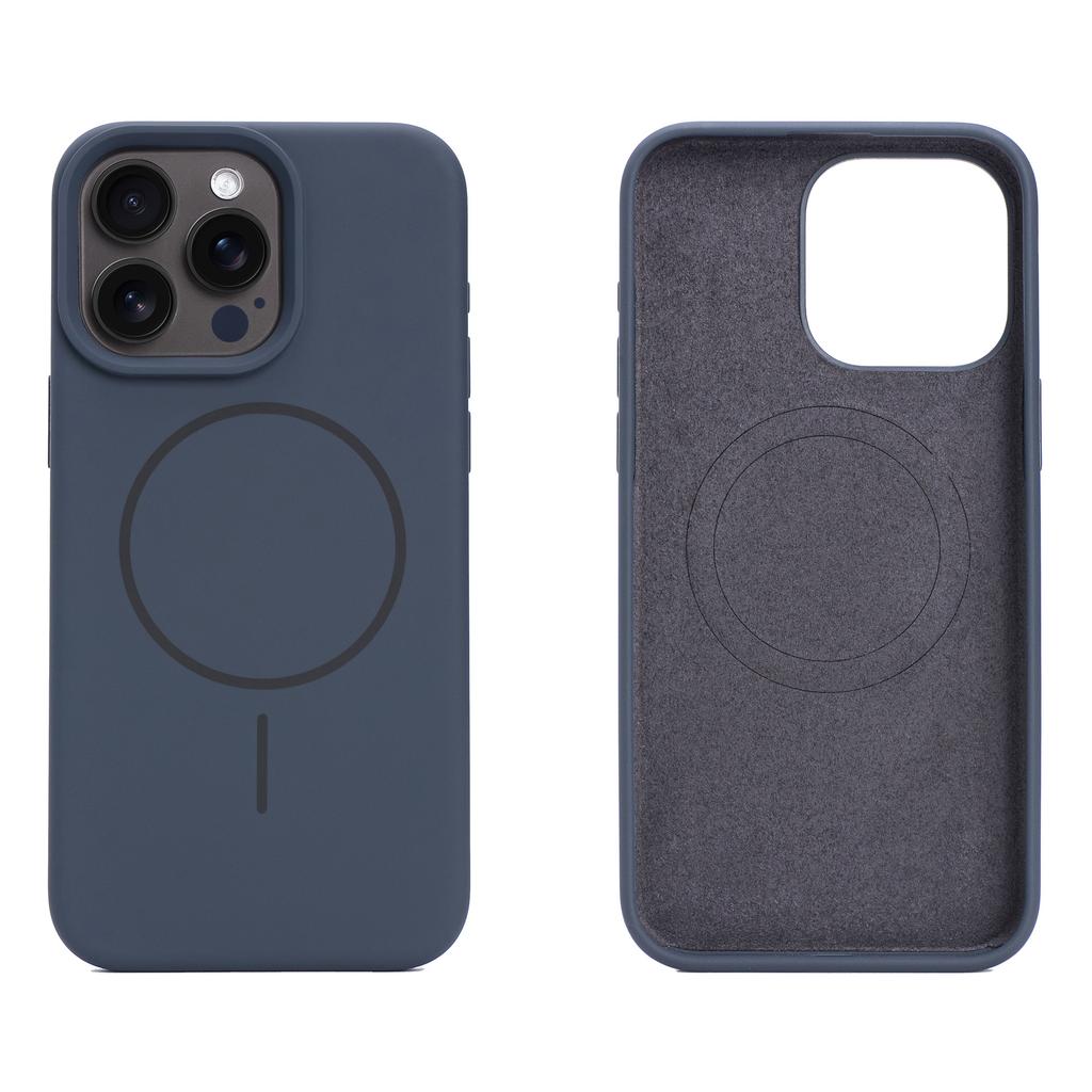 For iPhone 15 Pro Magnetic Case Liquid Silicone Phone Back Cover Support Card Holder Pop-Up Function