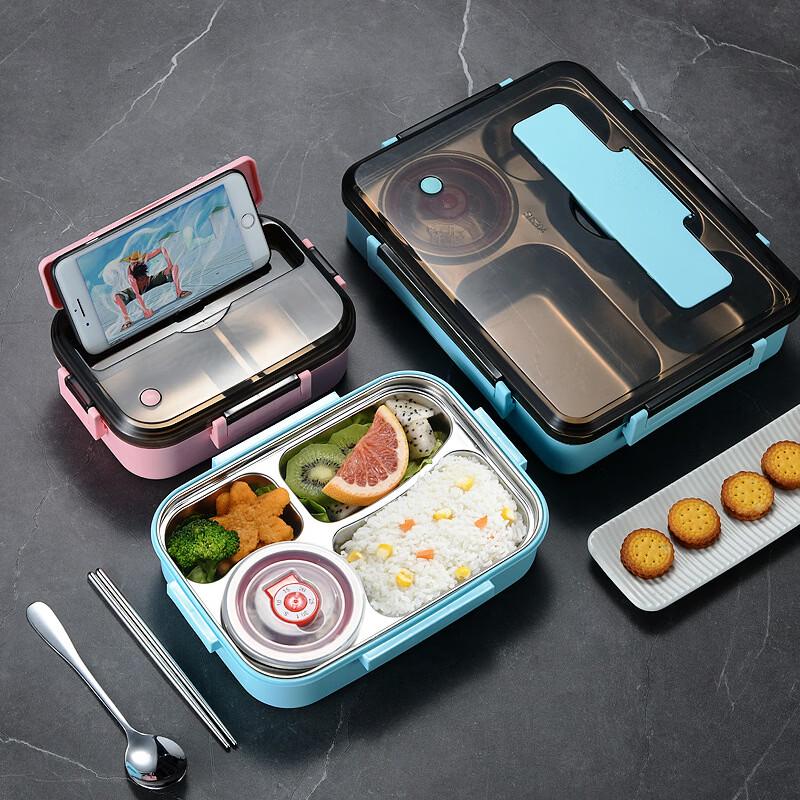 ZISIZ Leak-Proof Divided Microwaveable Lunch Box Set