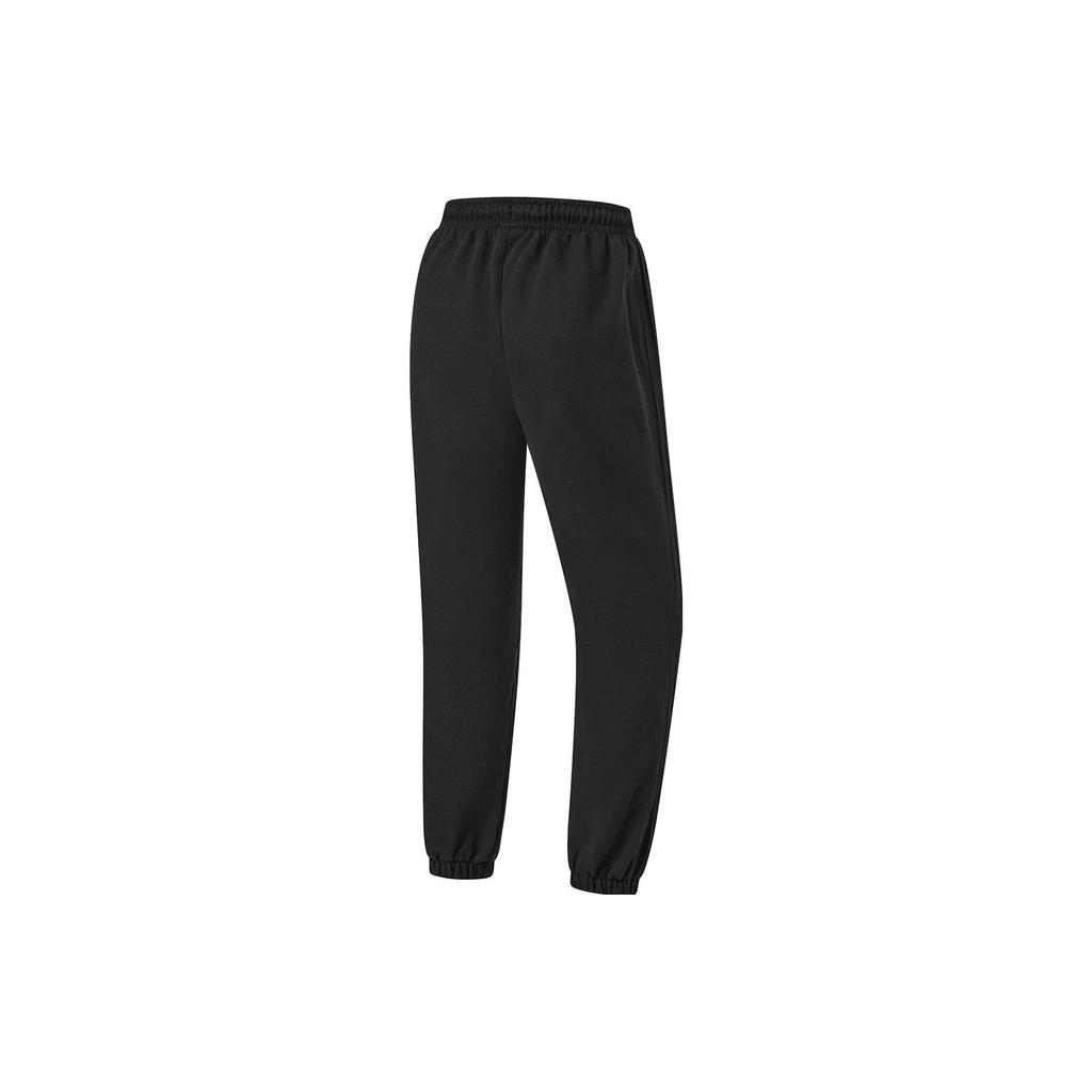 Li-Ning Fitness Series Solid Color Cuffed Fleece Loose Knit Sports Pants Women Bottoms Black AKLT802-2