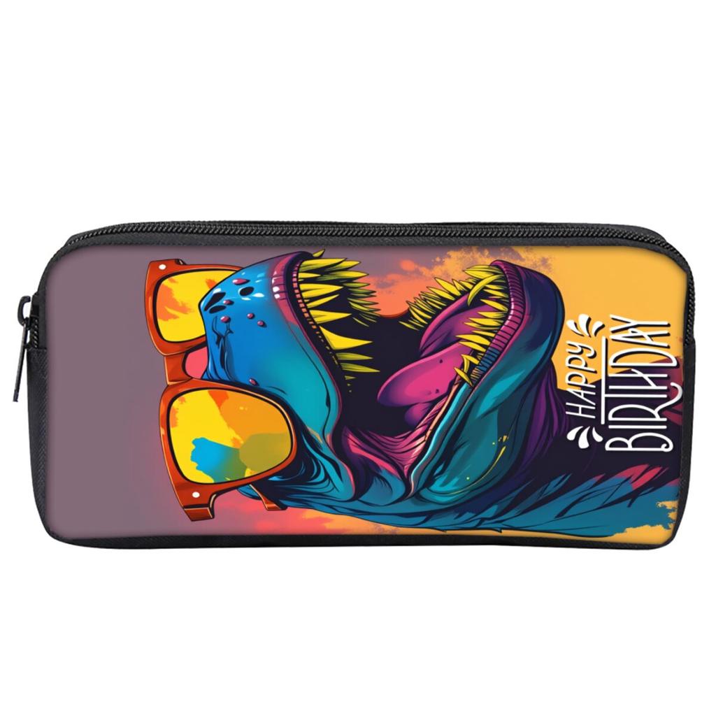 Dinosaur Print Single Layered Pencil Case for Boy/Girls Best Gifts 2D Flat Cartoon School Supplies Pencil Pouch for Children