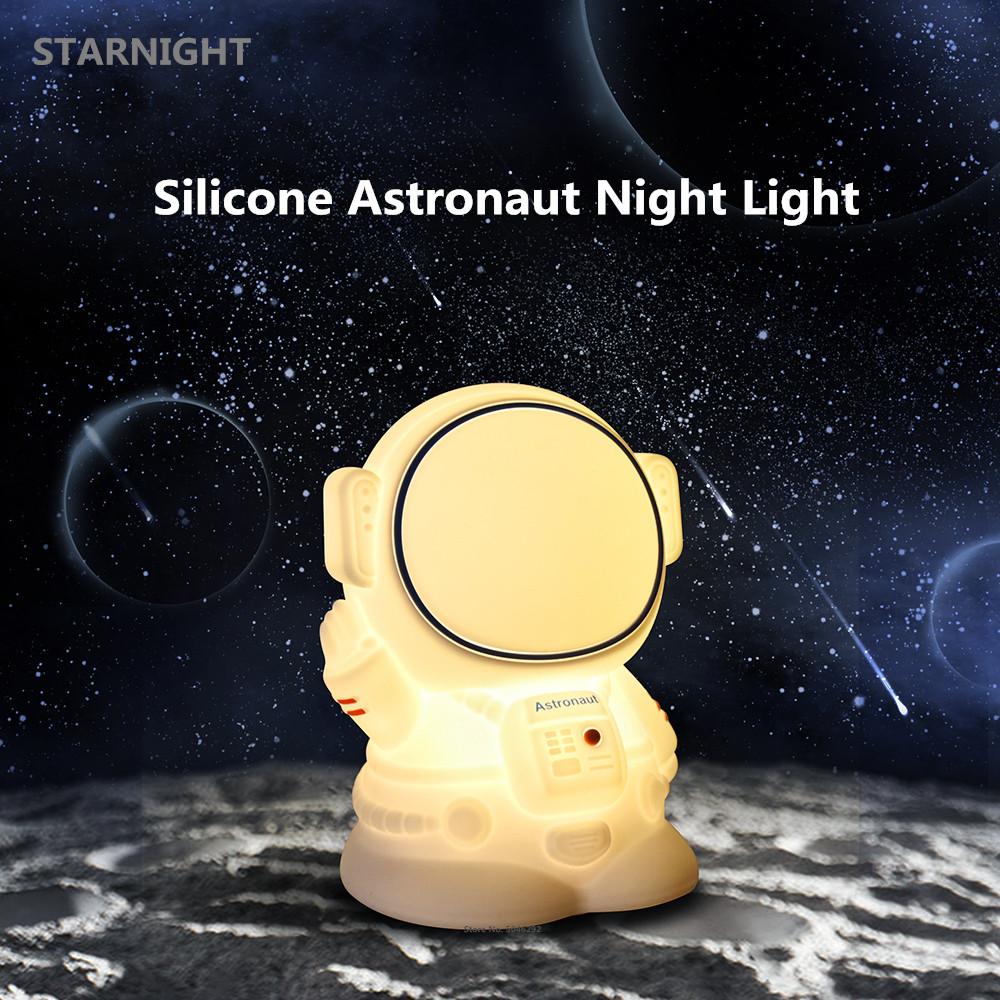 Lámpara de noche de astronauta con sensor táctil, LED RGB, recargable por USB, temporizador, lámpara de mesa de silicona para dormitorio