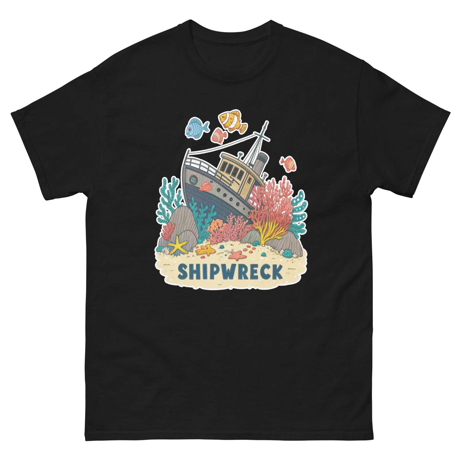 Shipwreck Ocean Beach Water Marine T-Shirt S