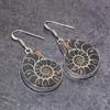 Ammonite Fossil Gemstone Handmade 925 Sterling Silver Jewelry Earring 1.89" h2w65
