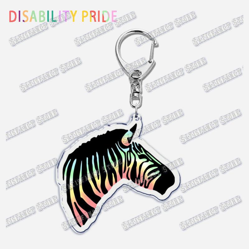 Disability Pride Key Chain Keychains Ring for Accessories Bag Pendant Keyring Jewelry Autism Festival Support
