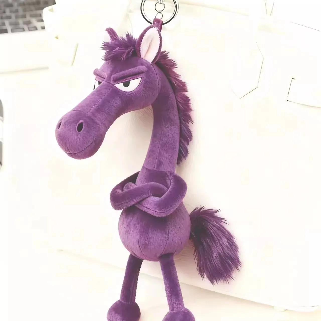 14CM  Pferd-Jahr Plüschanhänger Schlüsselanhänger Maskottchen Pony Puppe Puppe Einzigartiges Design Kindergeschenk Heimdekoration violett
