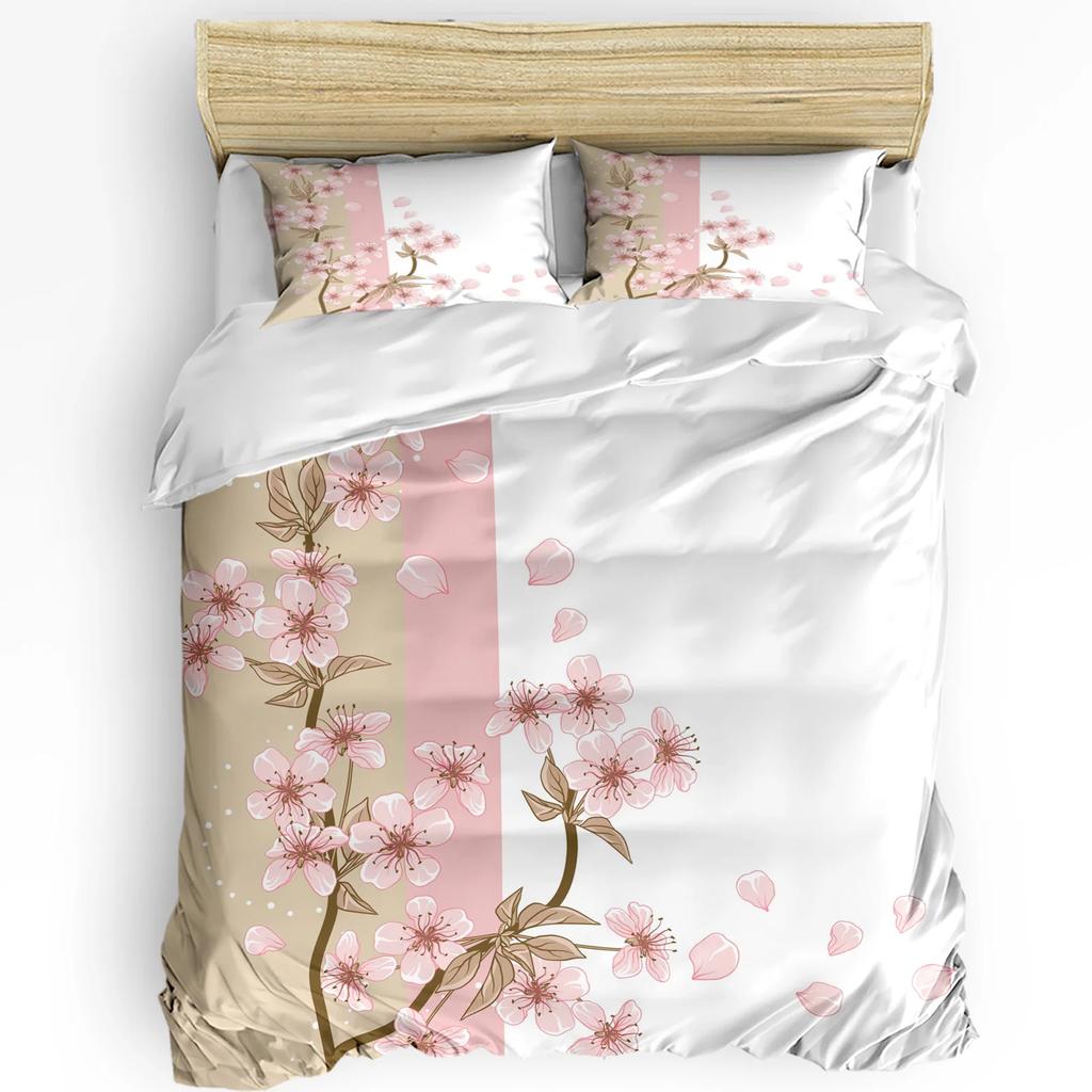 Oriole Peach Blossom Spring Bird Flower Duvet Cover Bed Bedding Set Home Quilt Cover Pillowcases Bedroom Bedding Set No Sheet