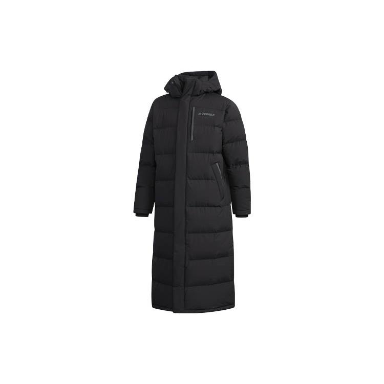 adidas Xplr Dwn Bench Stay Warm Solid Color mid-length hooded down Jacket Black Men s FJ9241 S