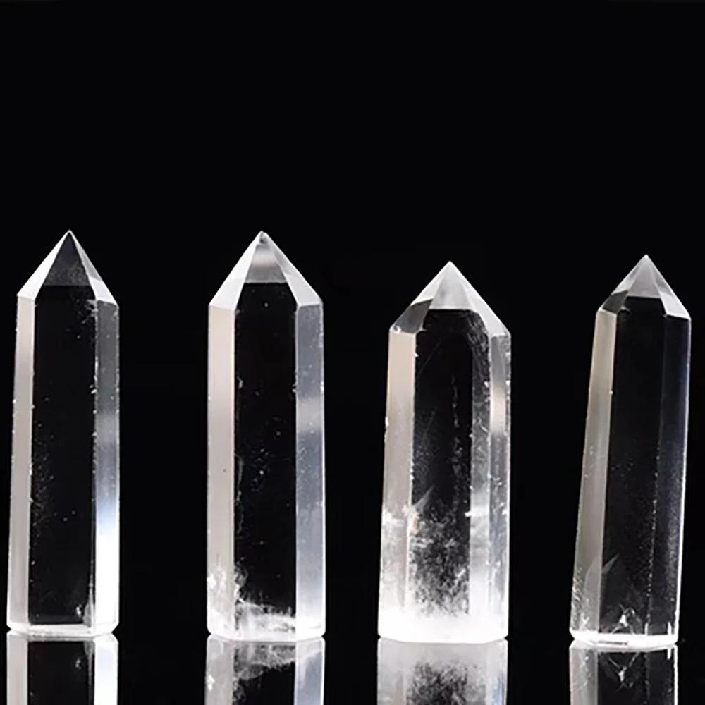 1Pc Natural Clear Quartz Column Transparency White Crystal Point Healing Stone Hexagonal Obelisk 50-80Mm Wand Stone Room Decor