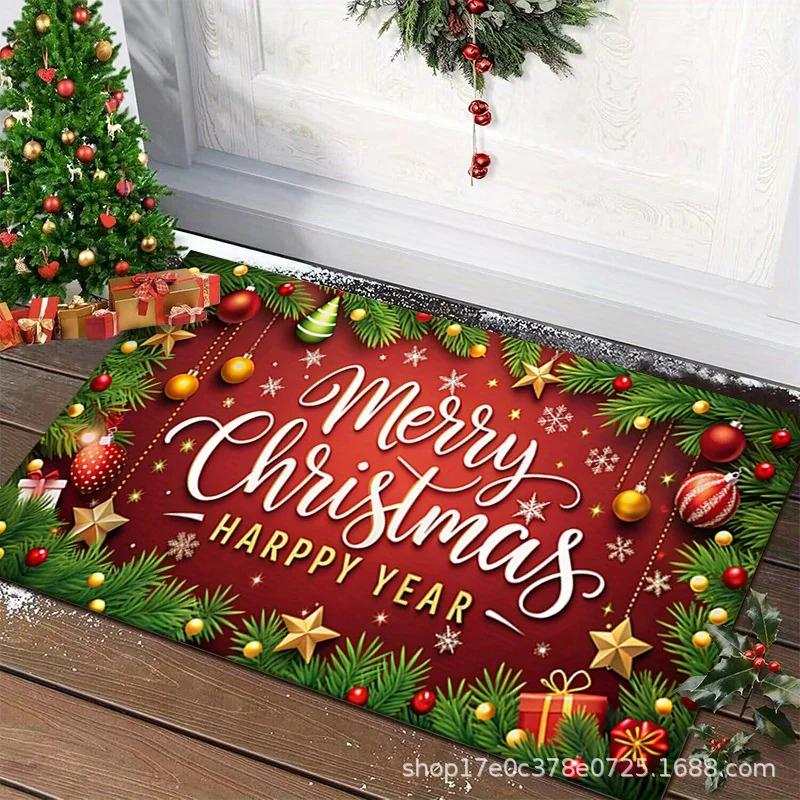 1Pc Christmas Floor Mat Santa Floor Mat Door Mat Door Mat Living Room Decorative Carpet Bathroom Stain Resistant Floor Mat