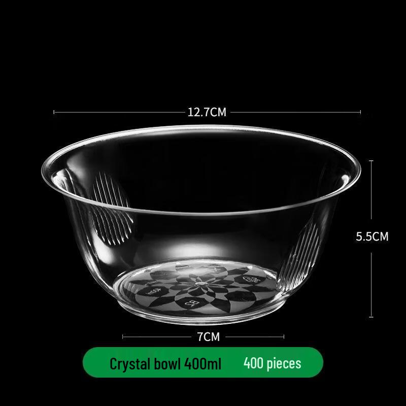 

JINGRX Disposable Hard Plastic Crystal Bowls, 400ml