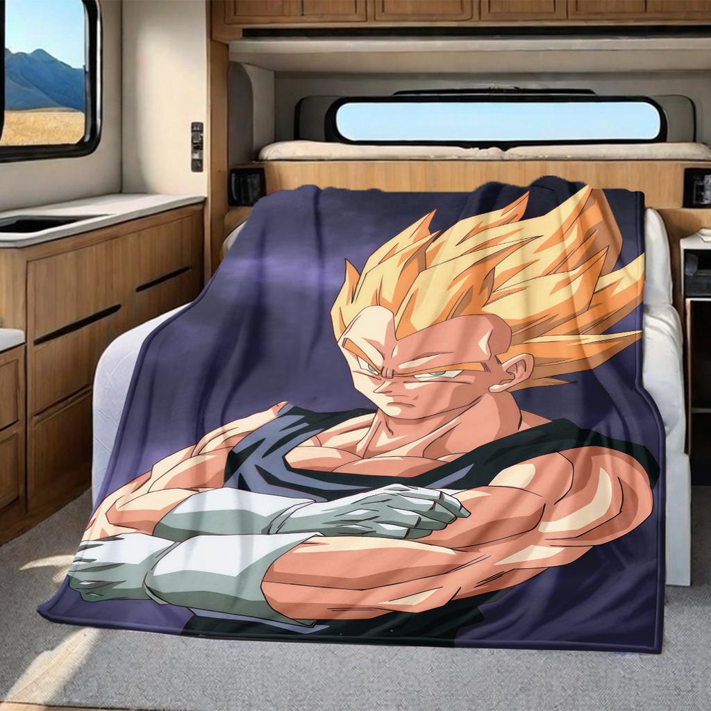 1PC Vegito Print Flannel Blanket, High Quality All Seasons, Home Decor, Warmth and Comfort, Perfect for Christmas Gifts