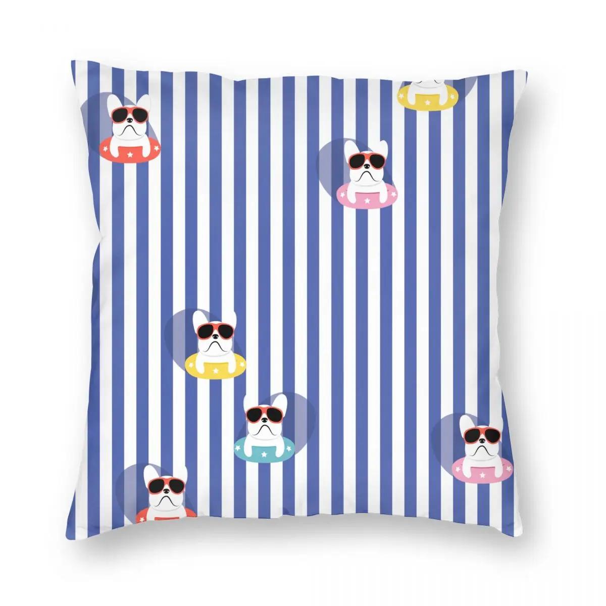 

Funny French Bulldog With Sunglasses Pillowcase Soft Cushion Cover Decorations Cute Throw Pillow Case Cover Home Zipper X 30x30cm світло-сірого кольору