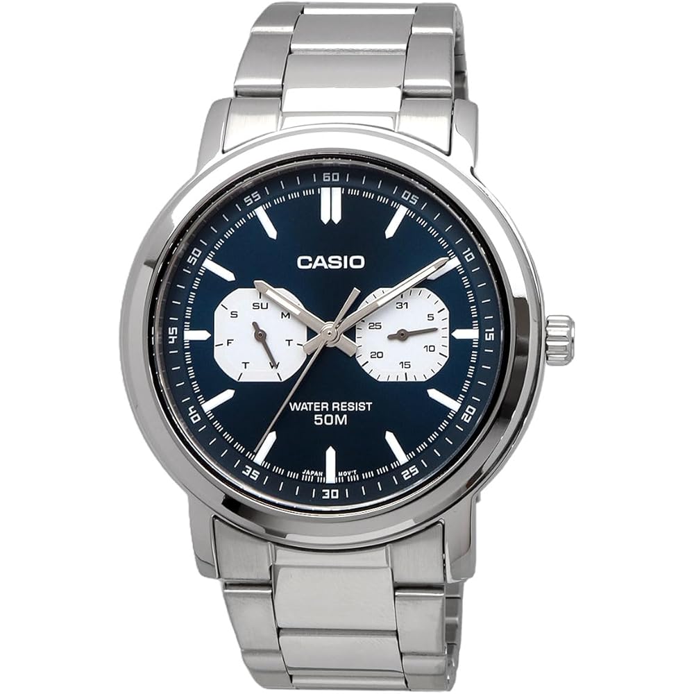 Casio Standard Quartz Men's Watch MTP-E335D-2E1V Multi-Calendar Silver Blue Overseas Model