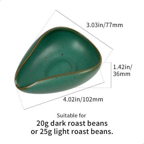 Watchget Keramik Kaffeebohnen Messbecher mit Messschale für Kaffeesatz, Dunkelgrün