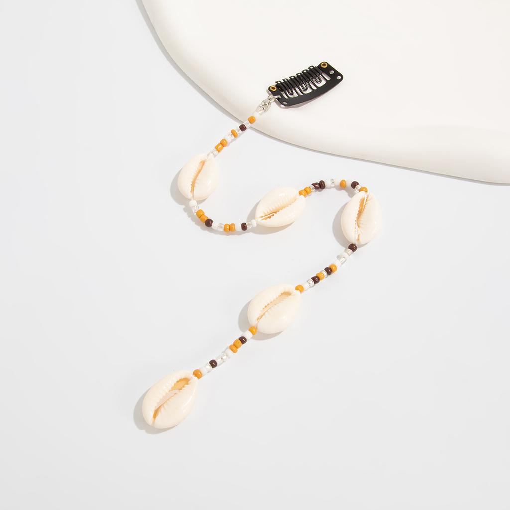 Beach Conch Starfish Scallop Tassel Hair Accessory for Women DIY Summer Beach Long Pendant Braided Wax Thread Hair Decoration Jewelry Charm Hair Clip