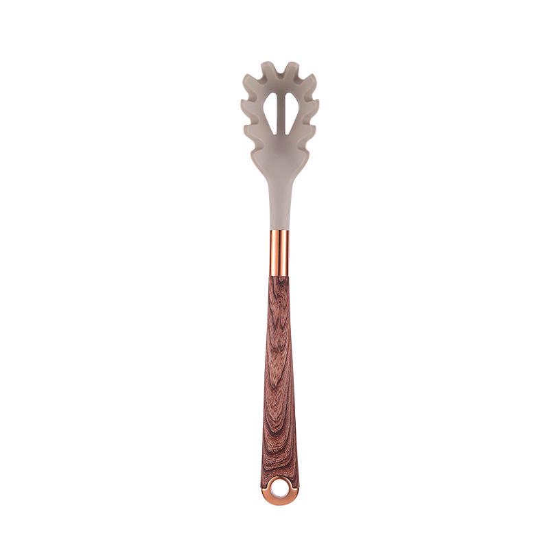 12-Piece Silicone Wood-Grain Non-Stick Cookware Set with Heat-Resistant Spatula and Spoon