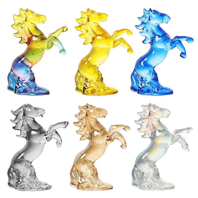 Crystal Horse Figurine 2026 Zodiac Horse Statue Home Desktop Bookshelf Office Ornament Horse Decor Feng Shui Bring Fortune