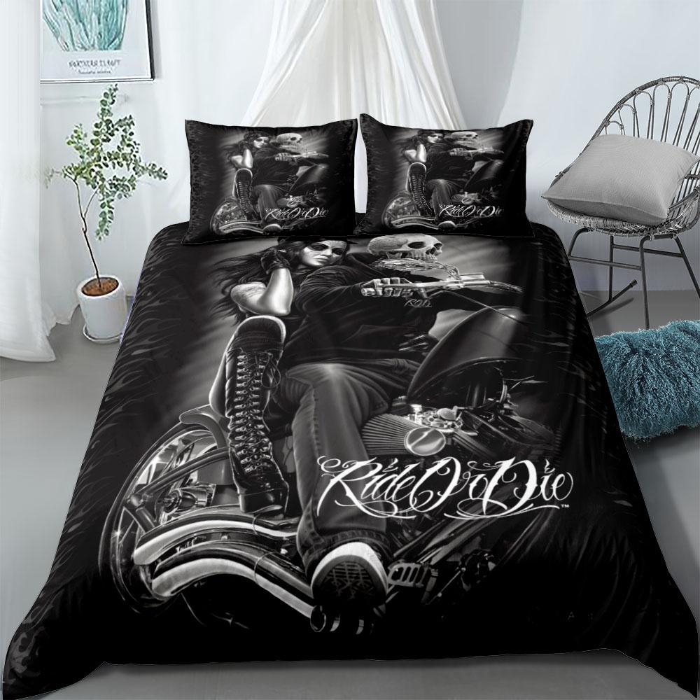 Allen Poe Skull Poster Duvet Cover Set King Queen Double Full Twin Single Size Bed Linen Set