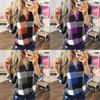 Casual Cotton Blend Plaid Shirt With Printed Vneck For Womens Office Wear