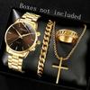 2/4PCS Men's Watch Set Fashion and Simple Style Round Dial Quartz Watch Accessory Set Suitable for Daily Clothing Matching