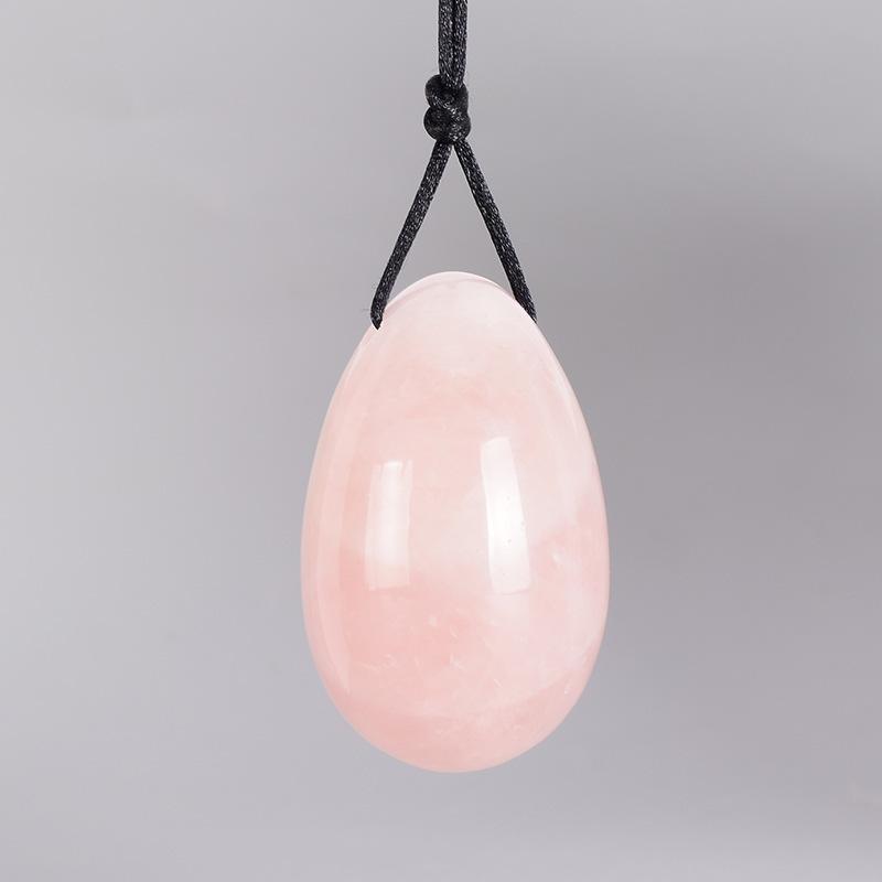 Yoni Eggs - 3 Sizes Crystal Massage Eggs,Drilled, with Unwaxed String,Made of Natural Rose Quartz Jade for Yoni PC Muscles Massage