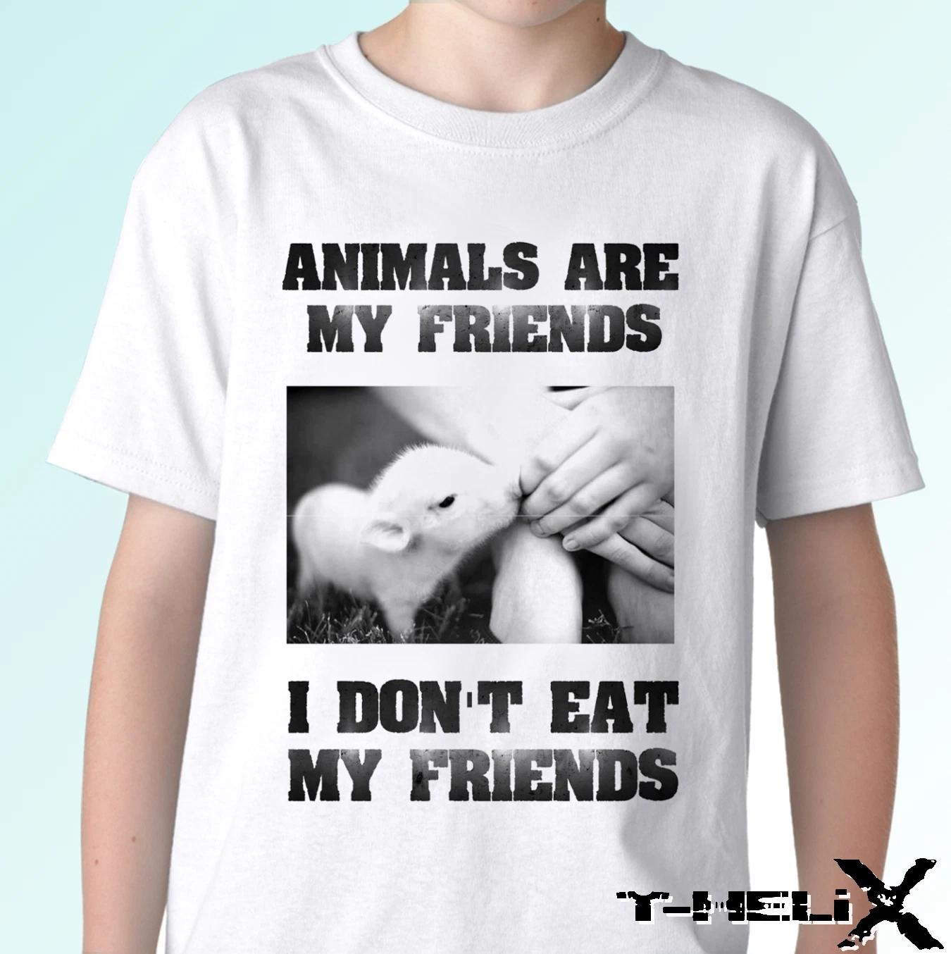 Dont Eat Friends - white kids boys T-Shirt vegan vegetarian top veggie tee - all sizes 160