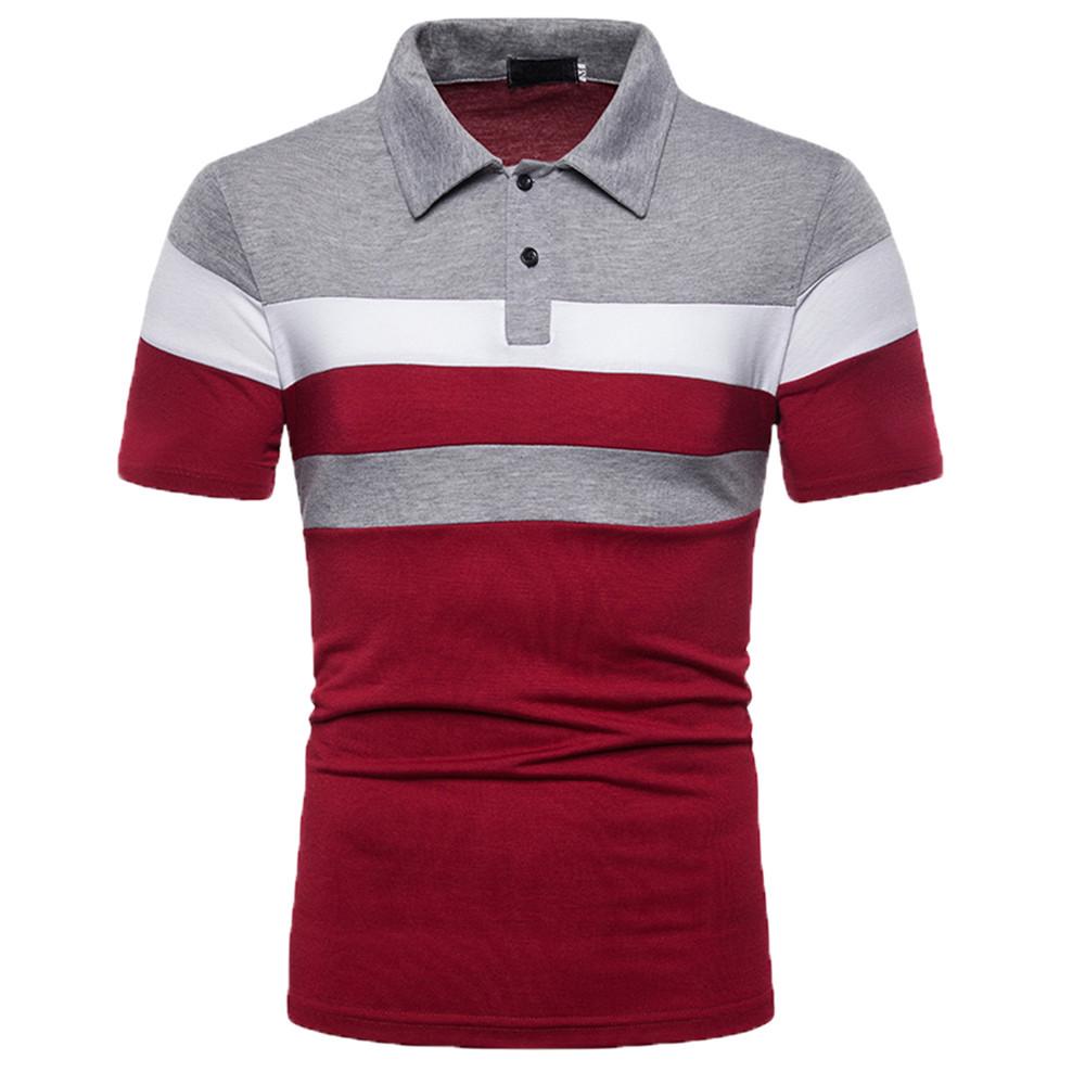2025 Men's Color Block Turn-Down Collar Polo Shirt - Short Sleeve Fashion Edition