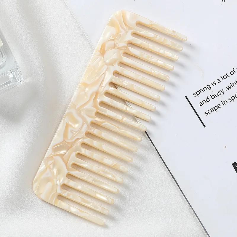 Korean Fashion Design Hair Comb Wide Teeth Acetate Hairdressing Comb Anti-static Massage Hairbrush Colorful Hair Styling Tools