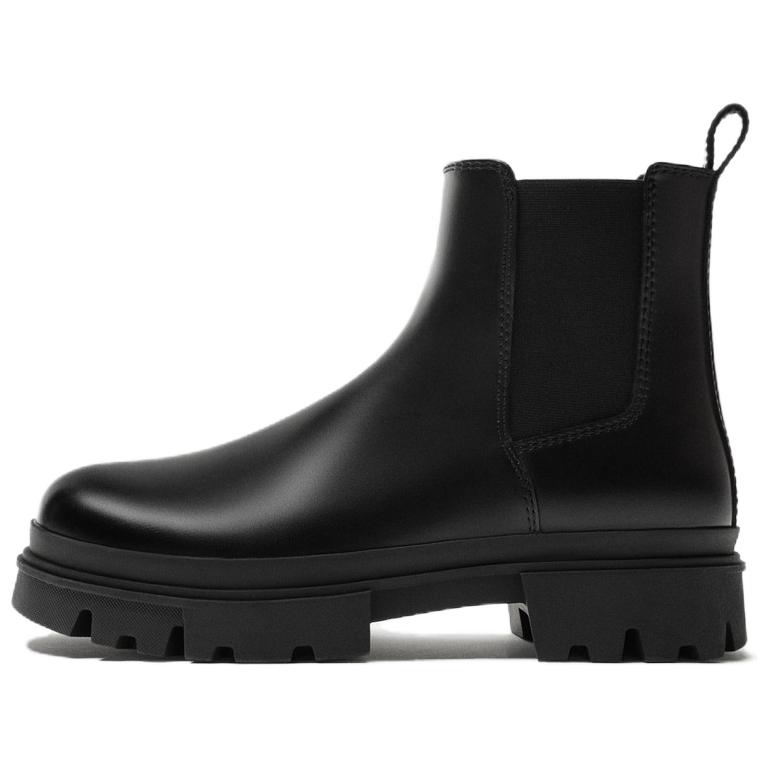 ZARA Leather Lug Sole Chelsea Boots Black Womens 12006420800 45