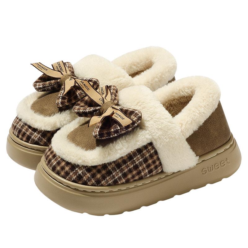 Schleife Baumwollpantoffeln Winter Cartoon Tasche und Baumwollmopp warme Plüsch rutschfeste weiche Sohle Baumwollpantoffeln