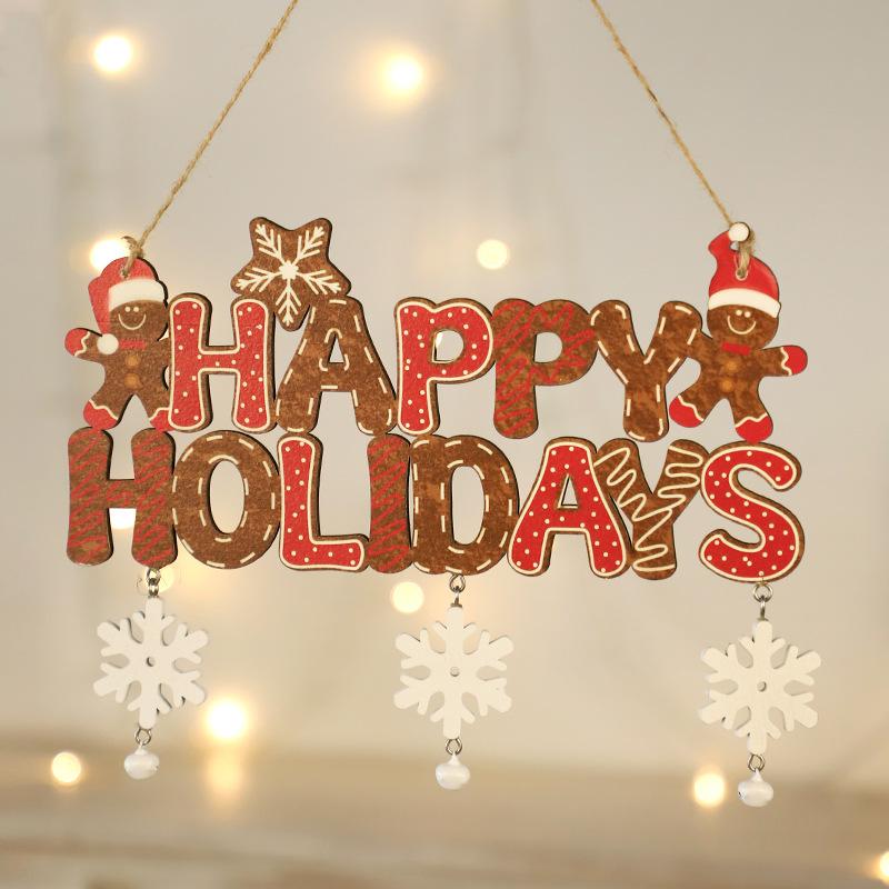 Christmas Decorations, Creative Christmas Tree Ornaments, Wooden Door Hangers for Home and Dining Room. happy holidays