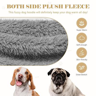 Solid Color Warm Dog Fleece Hoodie Soft Double-Sided Plush Dog Sweater Apparel Cozy Pet Fleece Costume Autumn Winter