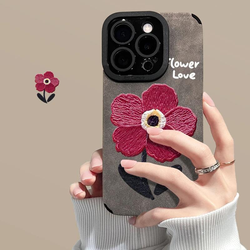 Oil painting small safflower iPhone17promax mobile phone case bracelet suitable for Apple 16promax flip fur 14 sets