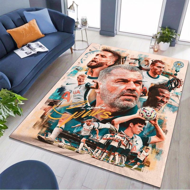 Spurs Football Team Retro Collage Print Area Rug Non‑Slip Rectangular Floor Mat Soccer Fan Gaming Room Home Decor