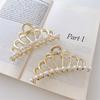 Korean Alloy Hair Accessories Metal Crown Pearl Rhinestone Metal Claw Hair Clips