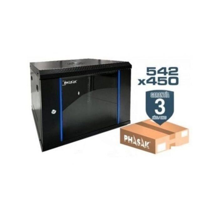 Veggrakskap Phasak PHO 2220D 19" 20U Glassdør Maling RAL 9005 Svart