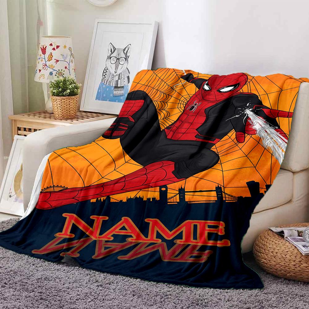 Customiz Name Personality Spider-Man Blanket Soft &Warm Sofa Office Bed Travel Lunch Break Blanket, Gift Suitable All Seasons