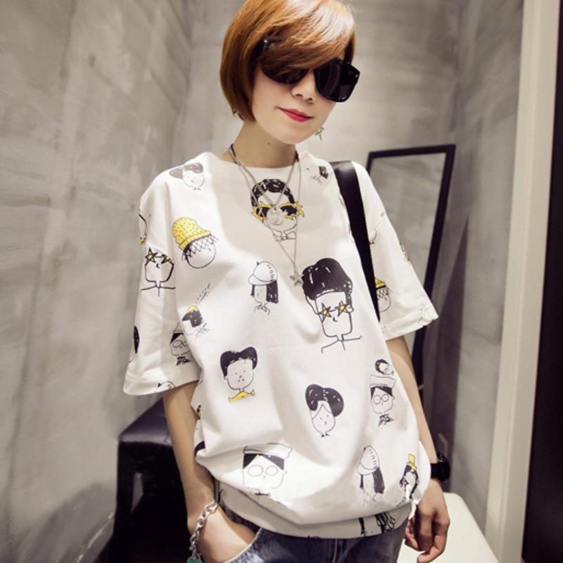 Summer Cartoon Cotton T-Shirt - Short Sleeve Casual for Students
