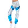 Kadın Parlak Pantolon Elastik Spor Pantolon Bol Eğlence Rahat Uzun Pantolon Eşofman Altı Koşu Altları Streç Tayt Parti Disko Clubwear