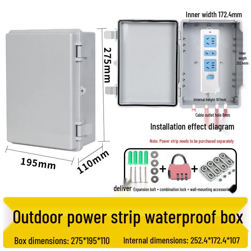 Zamykana wodoodporna skrzynka gniazdkowa zewnętrzna z osłoną przeciwdeszczową