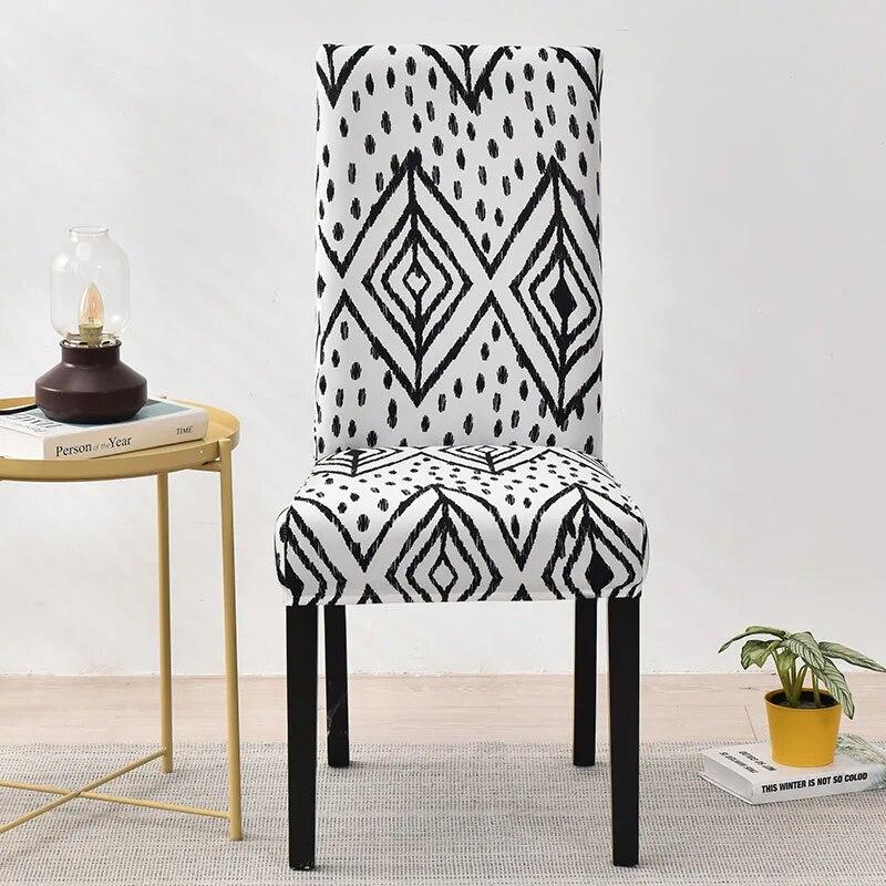 Spandex Wedding Chair Cover Lattice Floral Printed Seat Protector Slipcover for Hotel Banquet Housse De Chaise Dining Room Chair